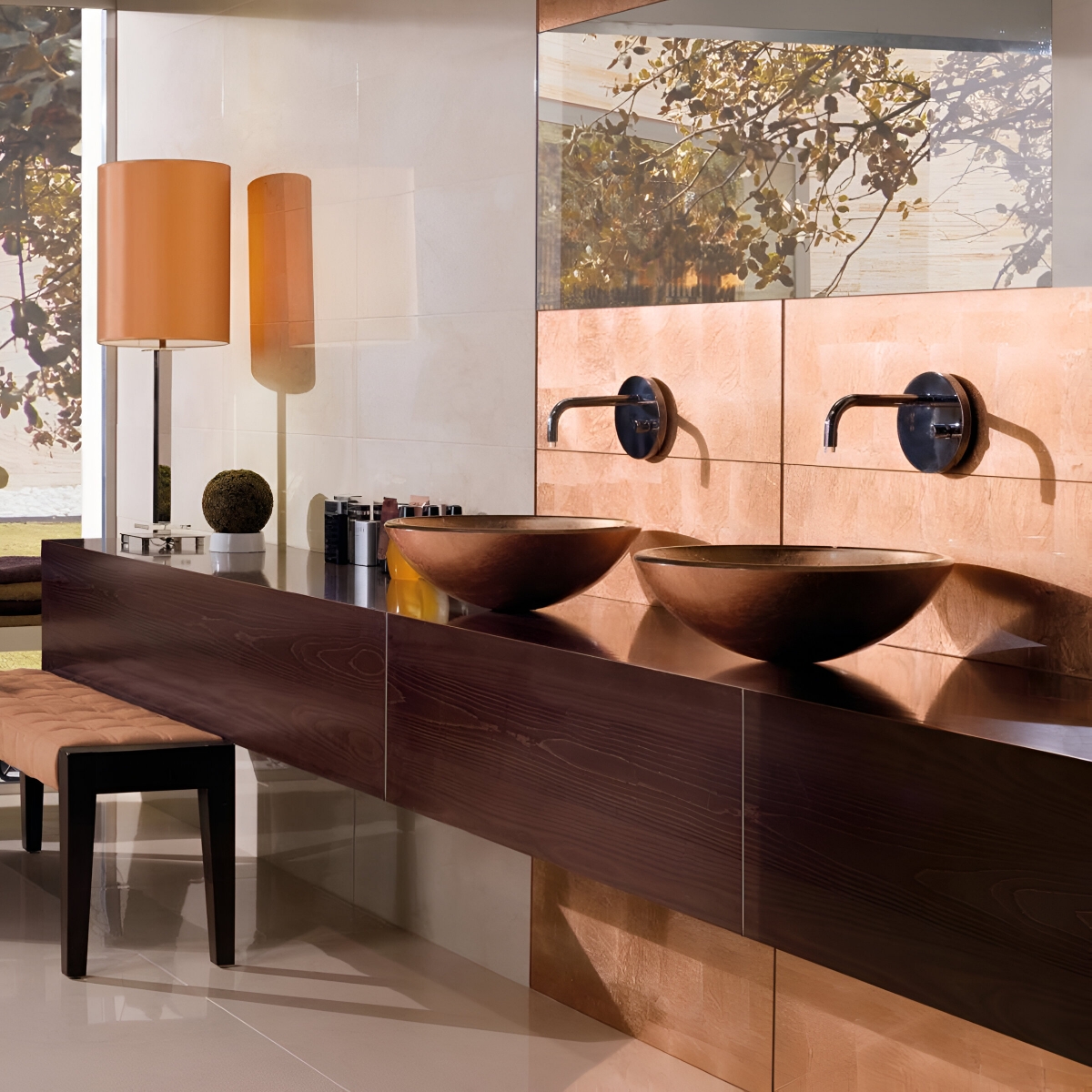 Ambiente lavabo de cristal Foglio di Rame 1