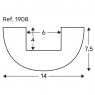 Diagram 300x14x7.5 curved half-round beam