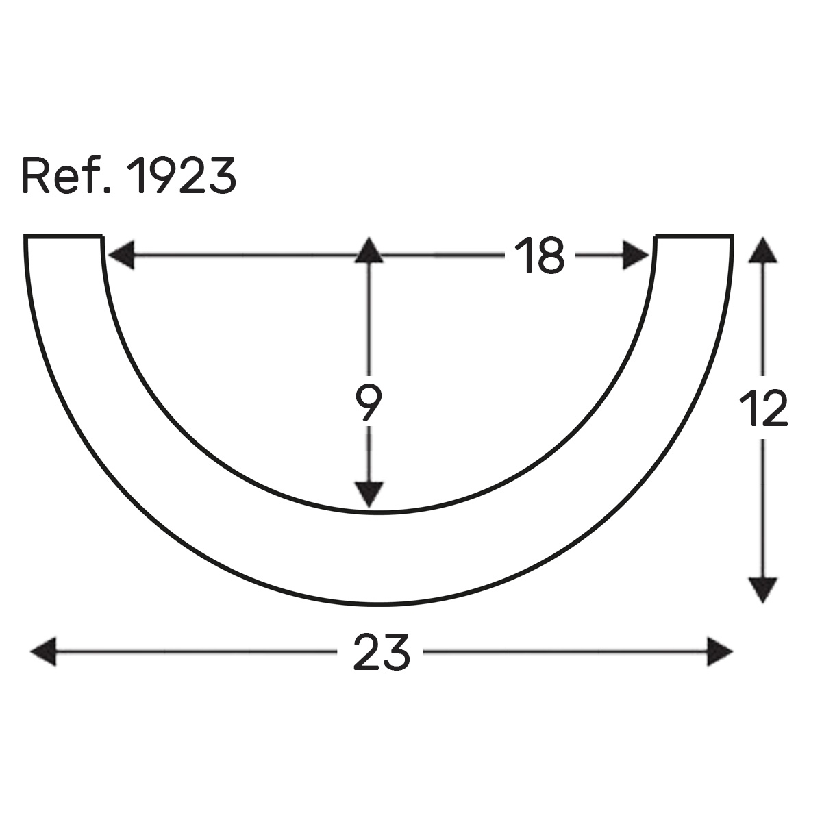 Diagram beam 300x23x12 straight half round