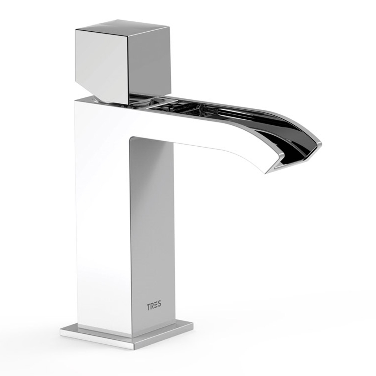 Wasserfall-Einhebelbecken-Wasserhahn Exclusive_Blanco-Chrom-Quadrat