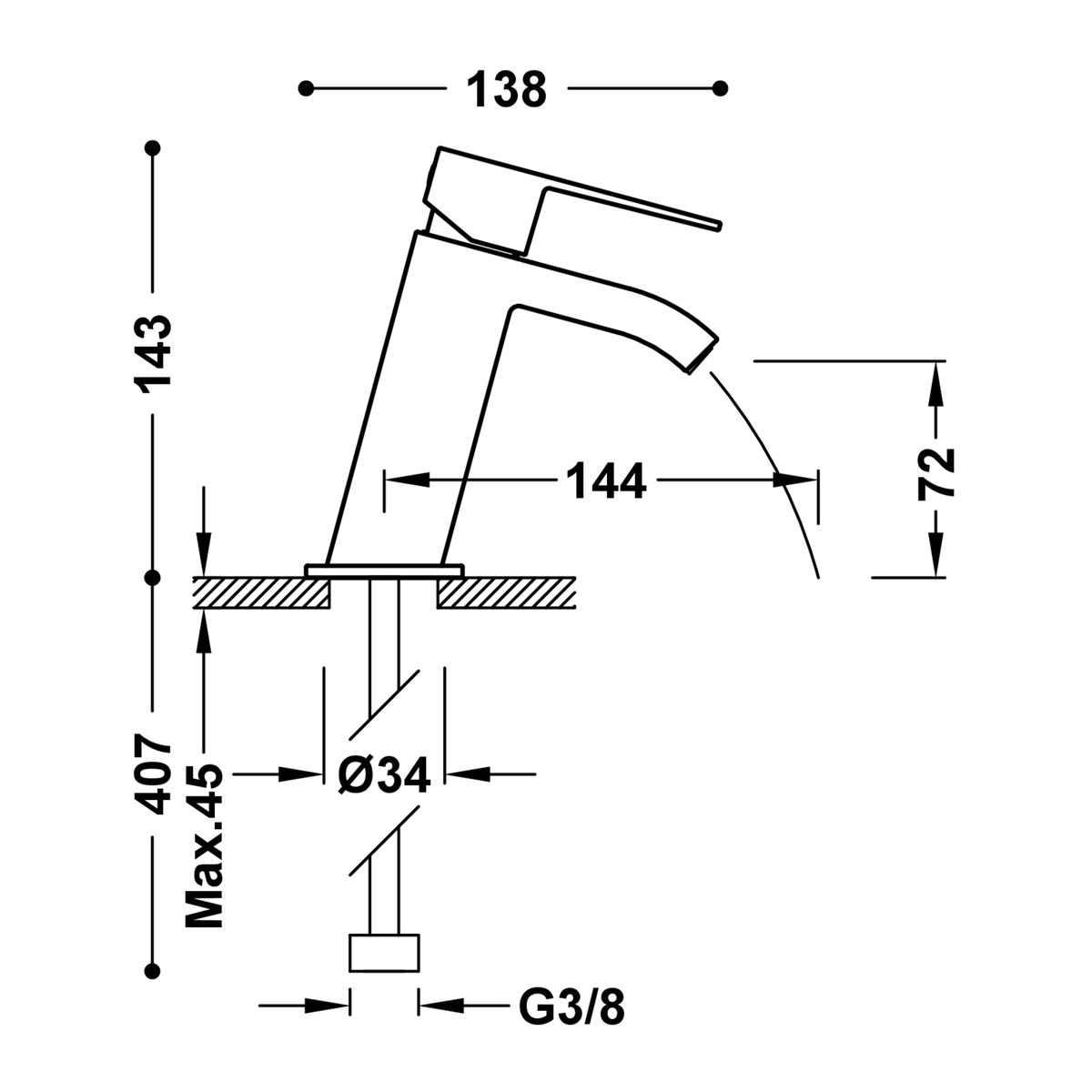 Exclusive Inclinado_Medidas Cuadro Single Lever Basin Faucet
