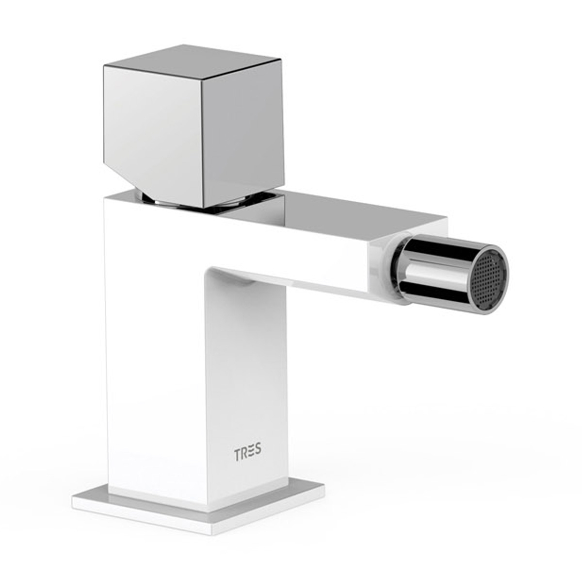 Single-lever bidet tap with Exclusive_Blanco-chrome square