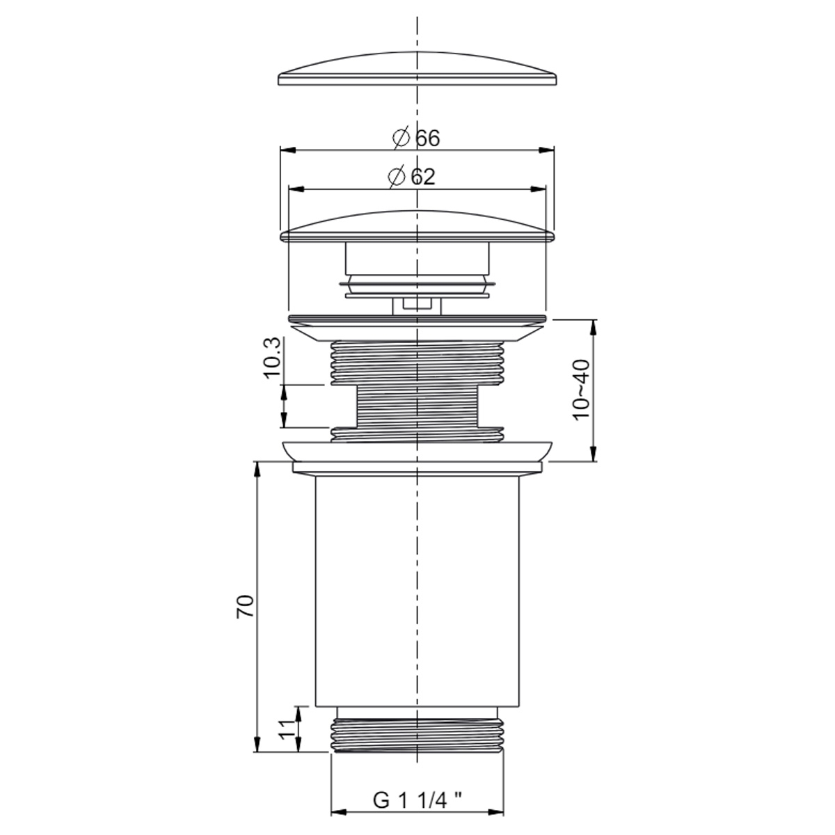 Vanne ronde universelle pour Lavabo_Negro_Medidas
