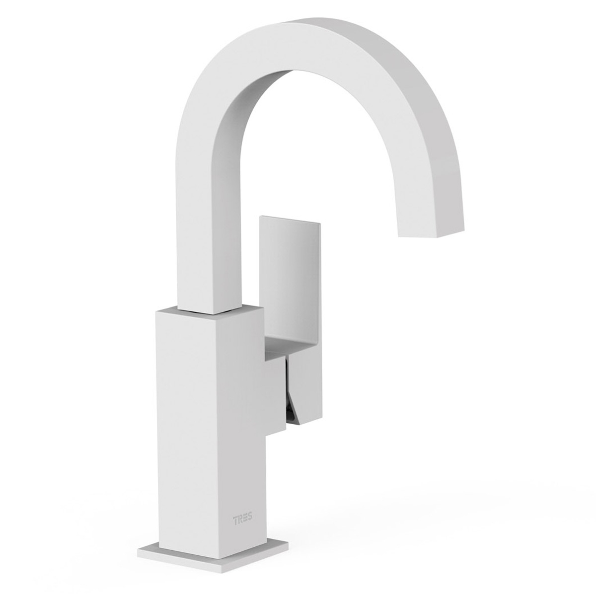 Robinet monocommande au design incurvé avec poignée latérale blanc mat