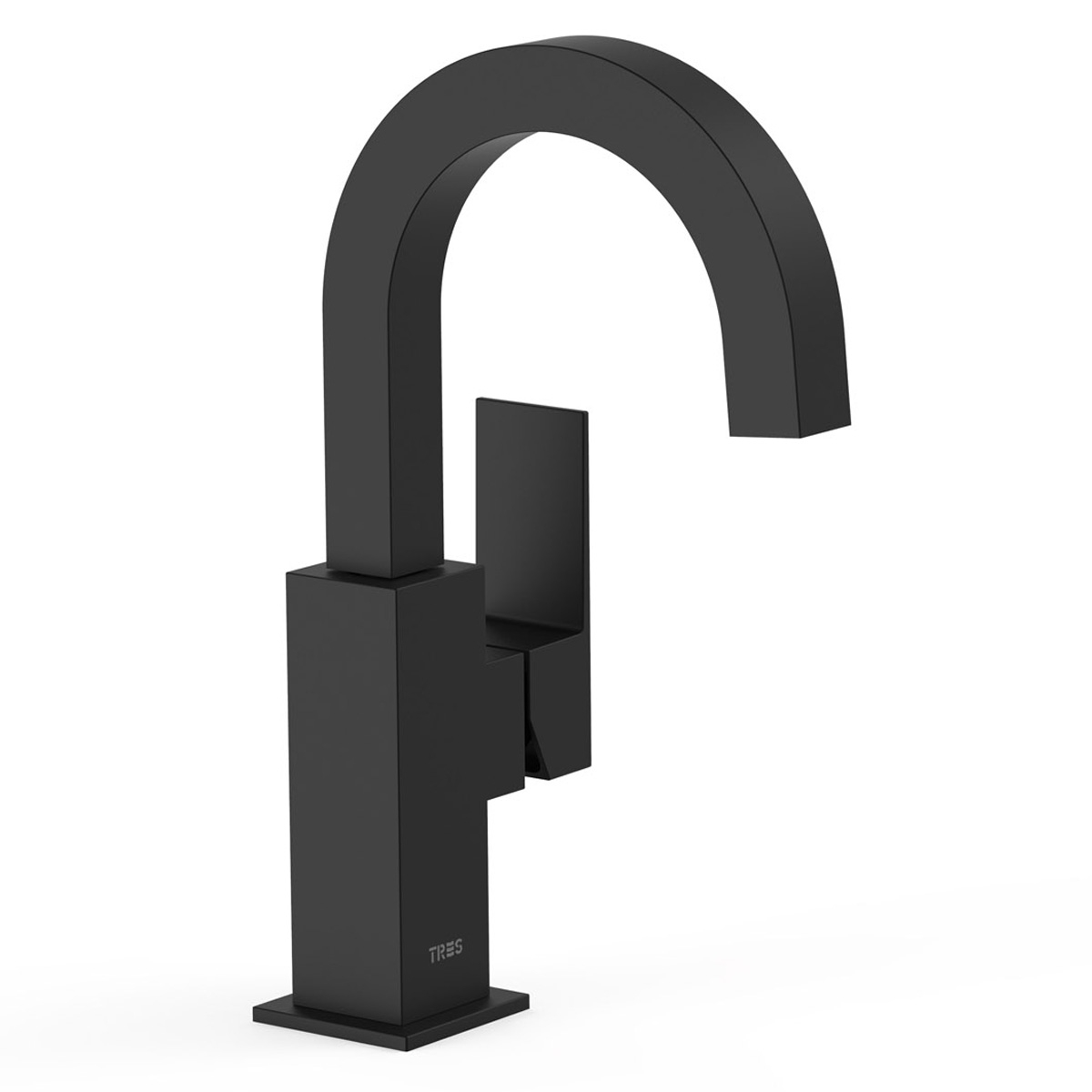 Robinet monocommande incurvé avec poignée latérale noire mate