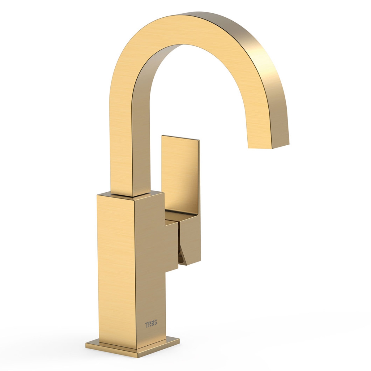 Design curvo de torneira de alavanca única com punho lateral em ouro mate