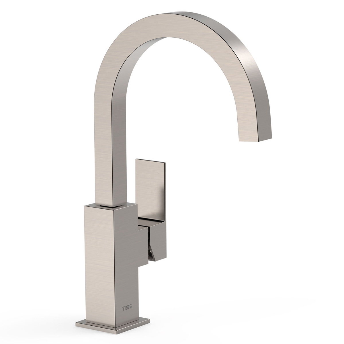 Robinet design haut incurvé avec poignée latérale en acier