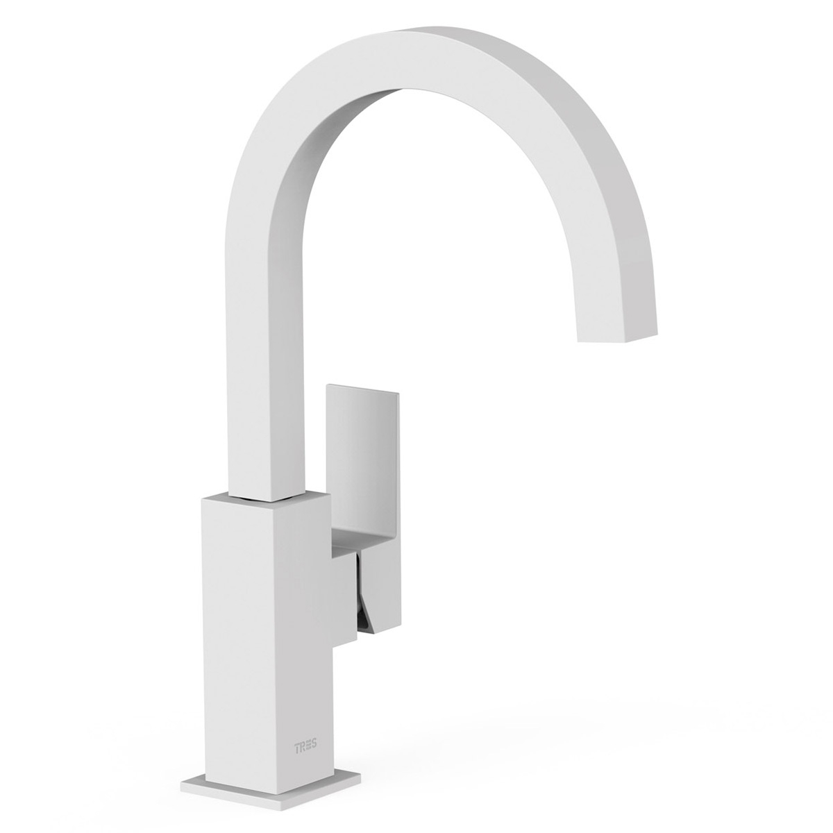 High curved design faucet with matte white side handle