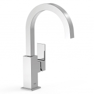 Robinet design haut incurvé avec poignée latérale chromée