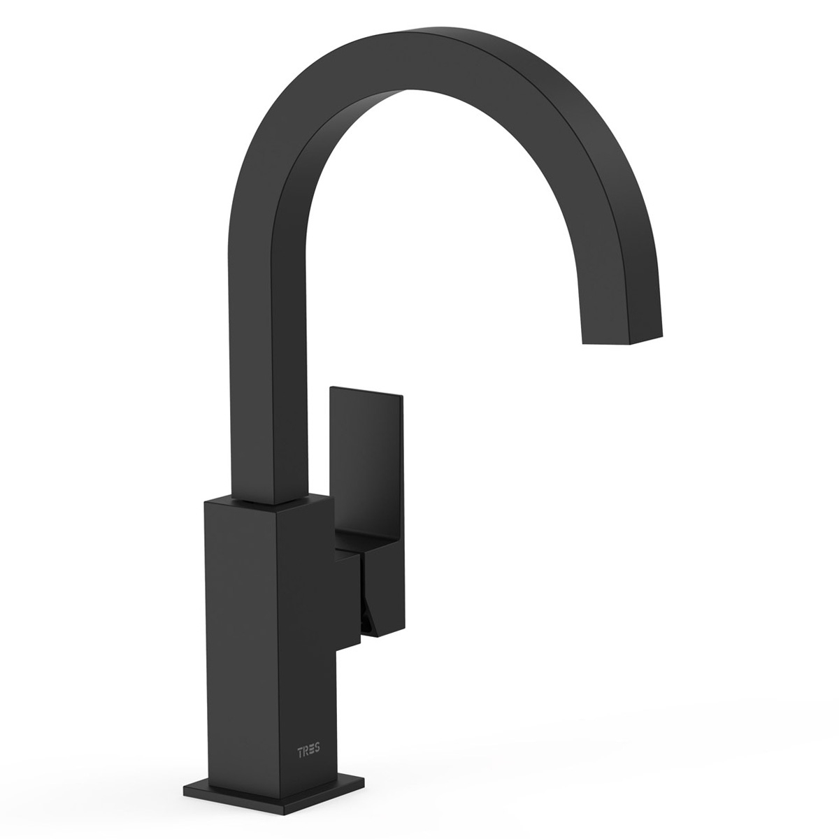 High curved design faucet with matte black side handle