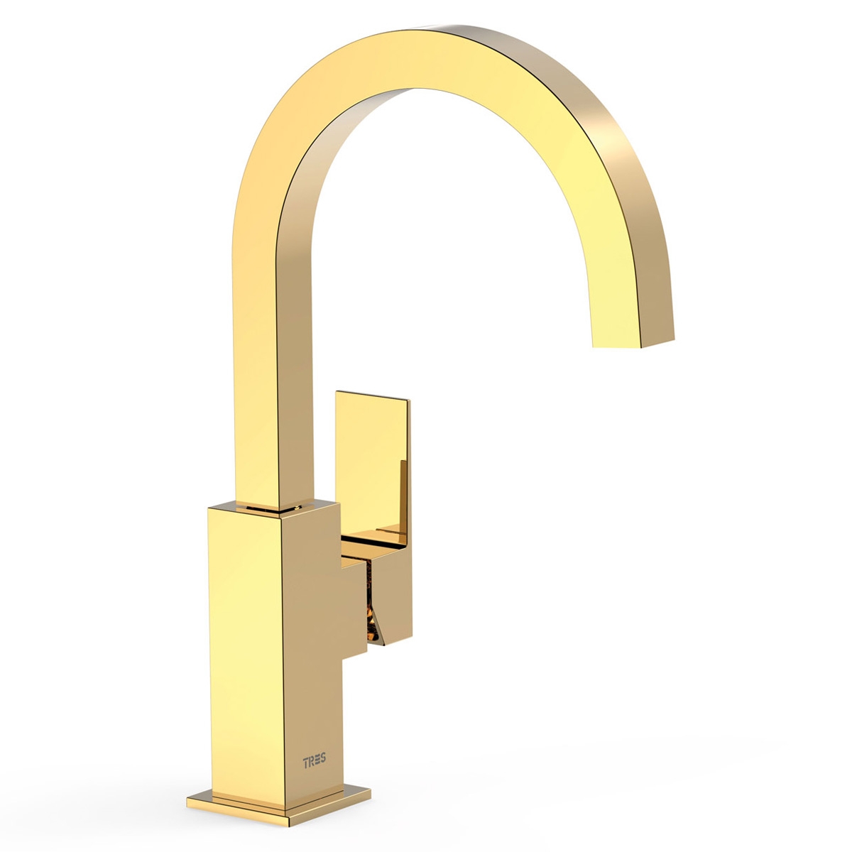 High curved design faucet with side handle gold