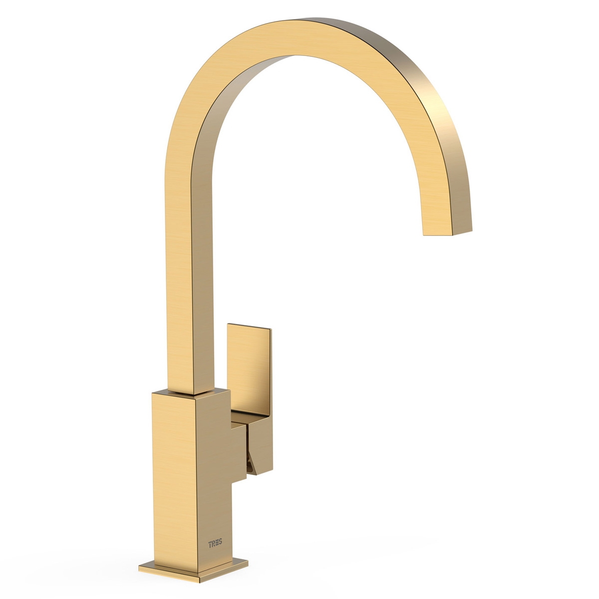 Grifo XXL diseño curvo con maneta lateral oro mate