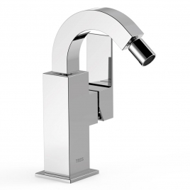 Single-lever tap with curved design handle for bidet Exclusive frame