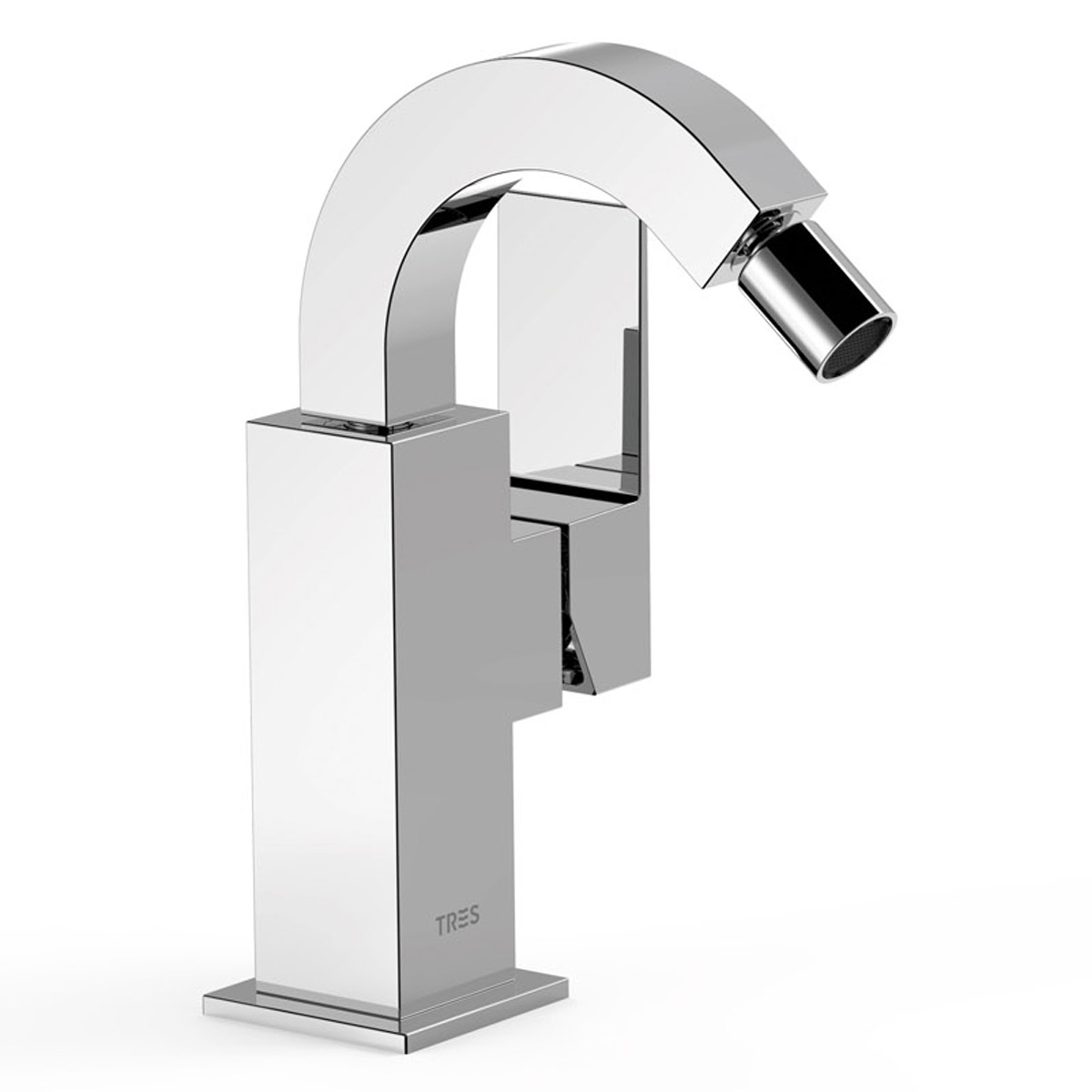 Bidet faucet in curved design with chrome side handle