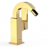 Bidet faucet in curved design with gold side handle