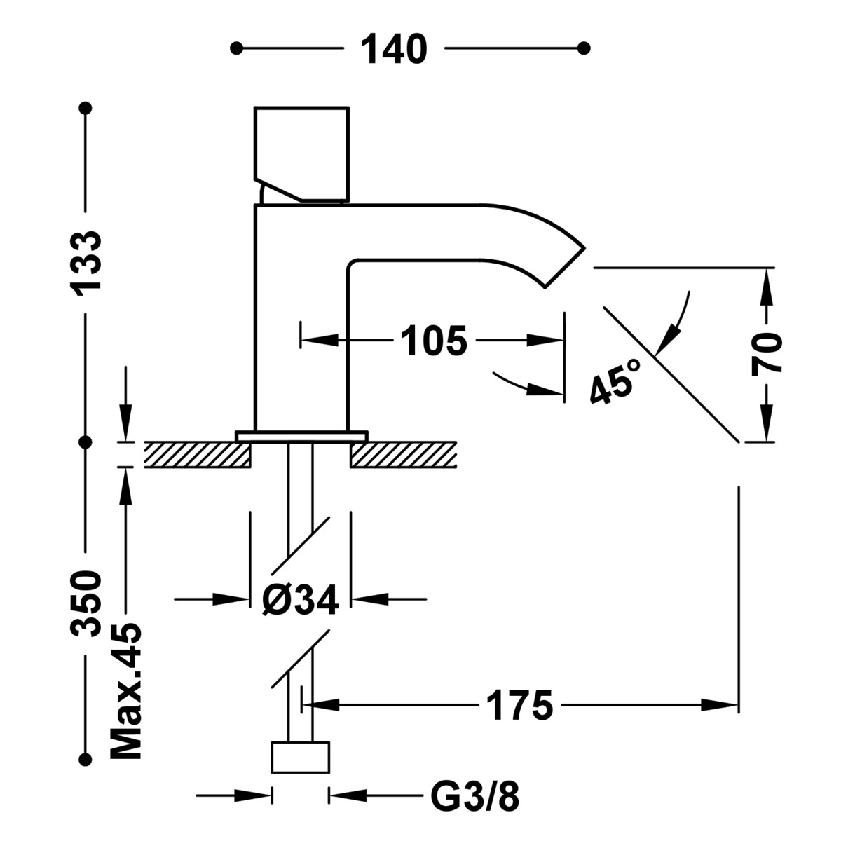 Exclusive Cuadro single-lever tap measures