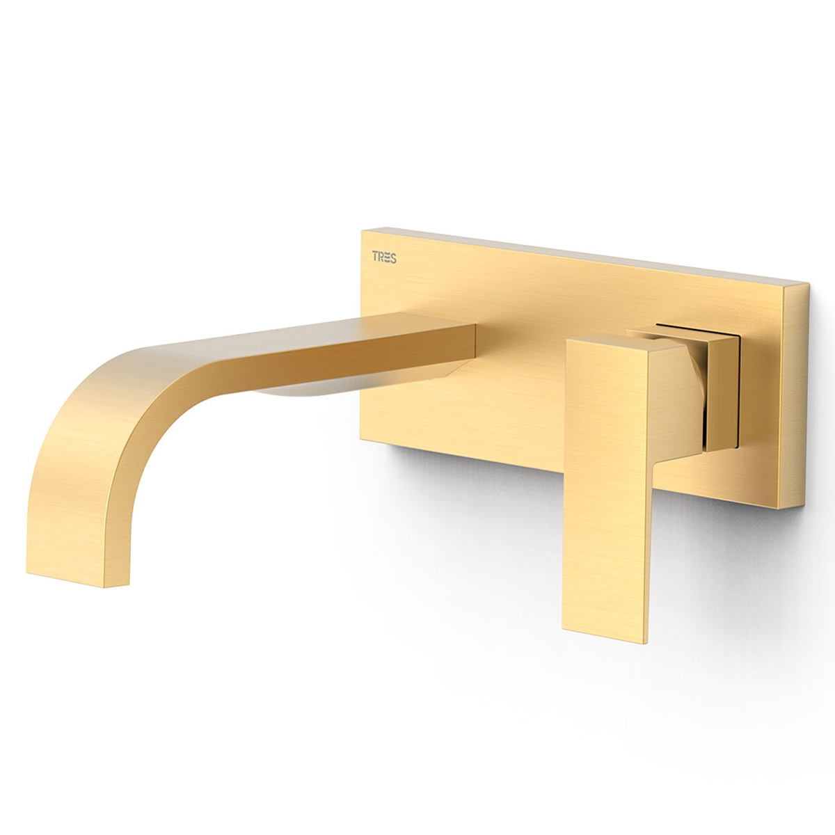 Recessed faucet 1 piece long matte gold spout