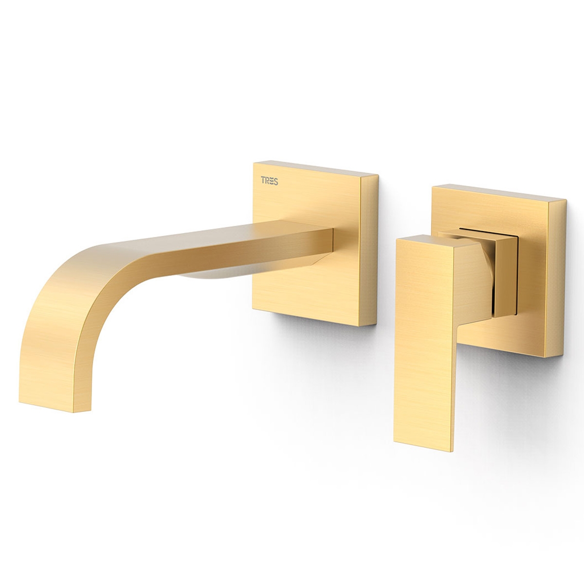 Langer Ausguss eingebauter Wasserhahn aus mattem Gold