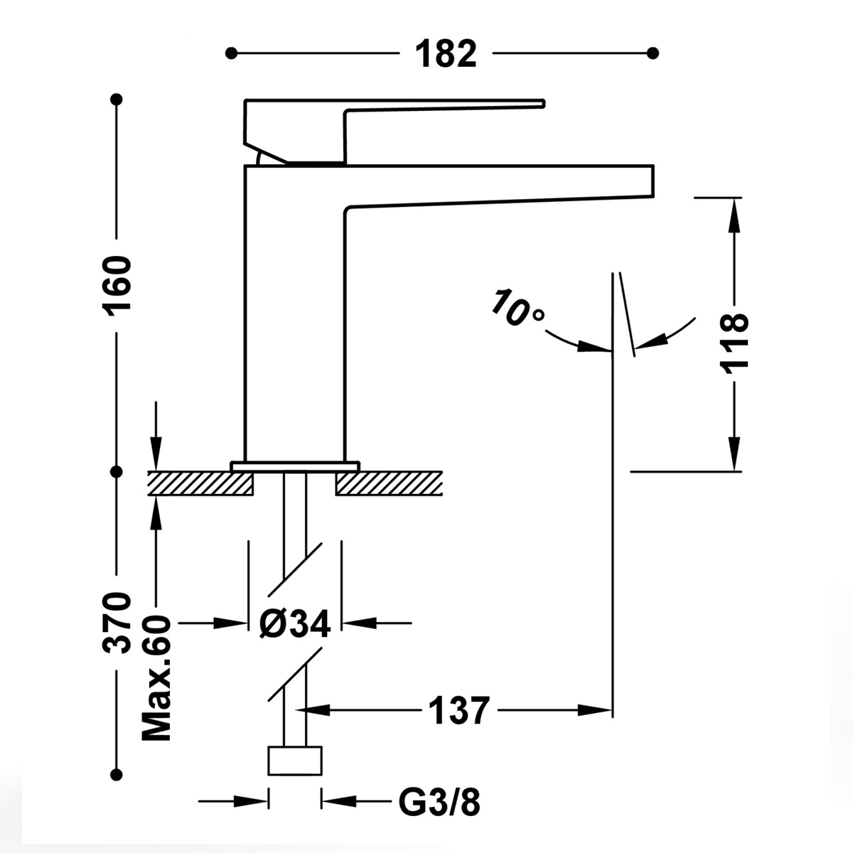 Slim Exclusive single-lever tap with handle
