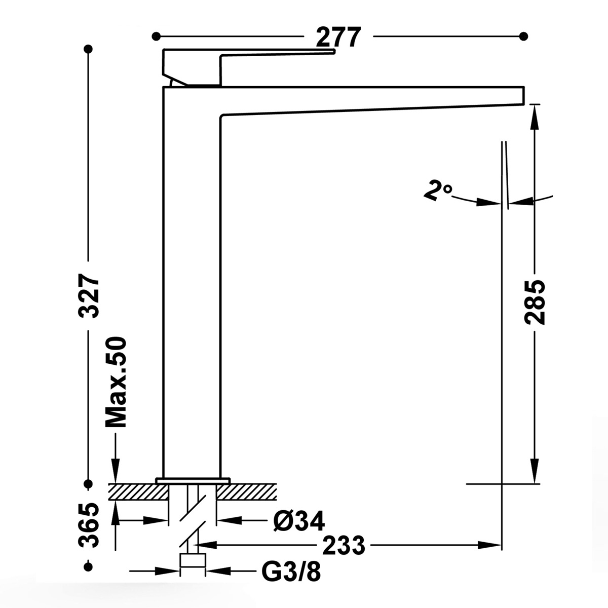 XXL single-lever faucet with Slim Exclusive handle