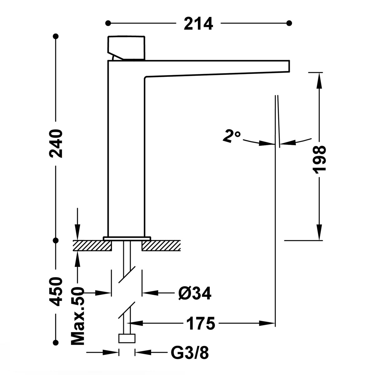Long single-lever tap Slim Exclusive