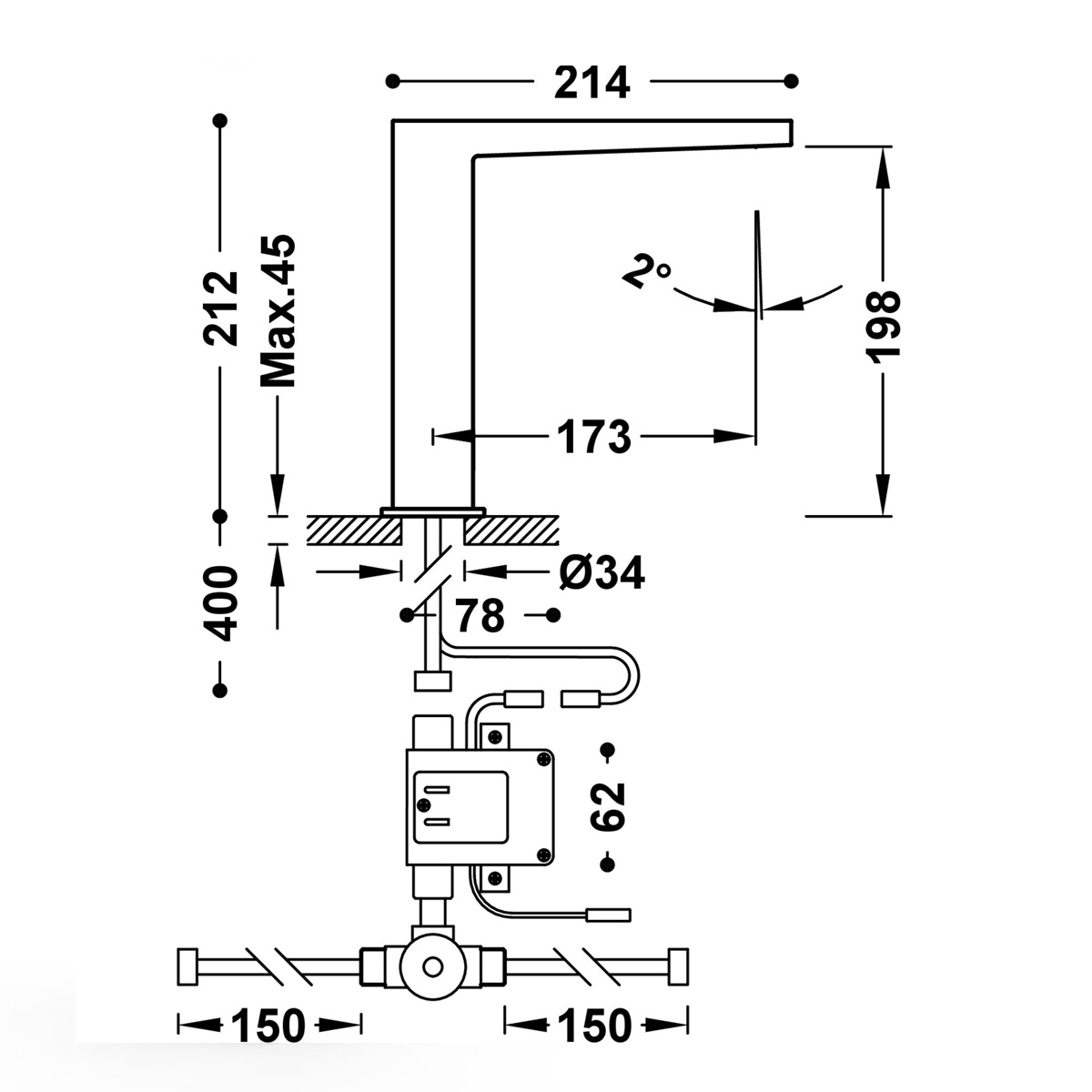 Slim Exklusiver elektrischer Wasserhahn