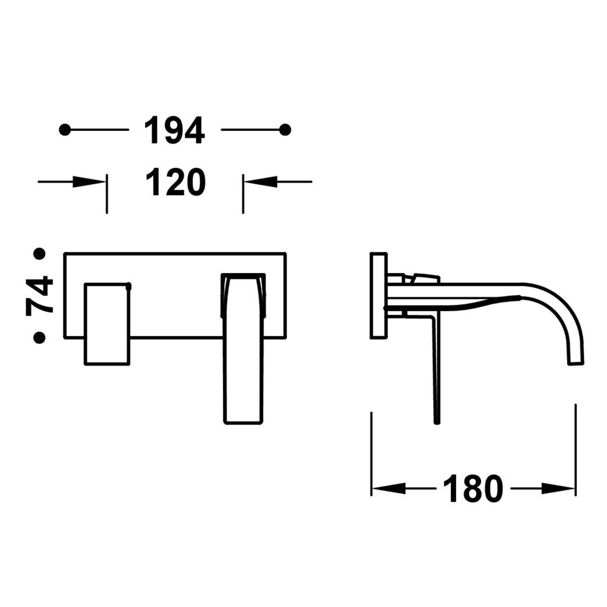 Slim Exclusive 1-piece built-in faucet curved spout