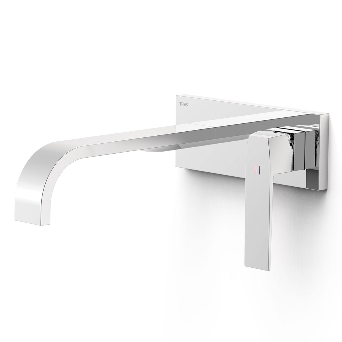 Einteiliger eingebauter Wasserhahn mit langer, gebogener Auslauf Slim Exclusive Chrom