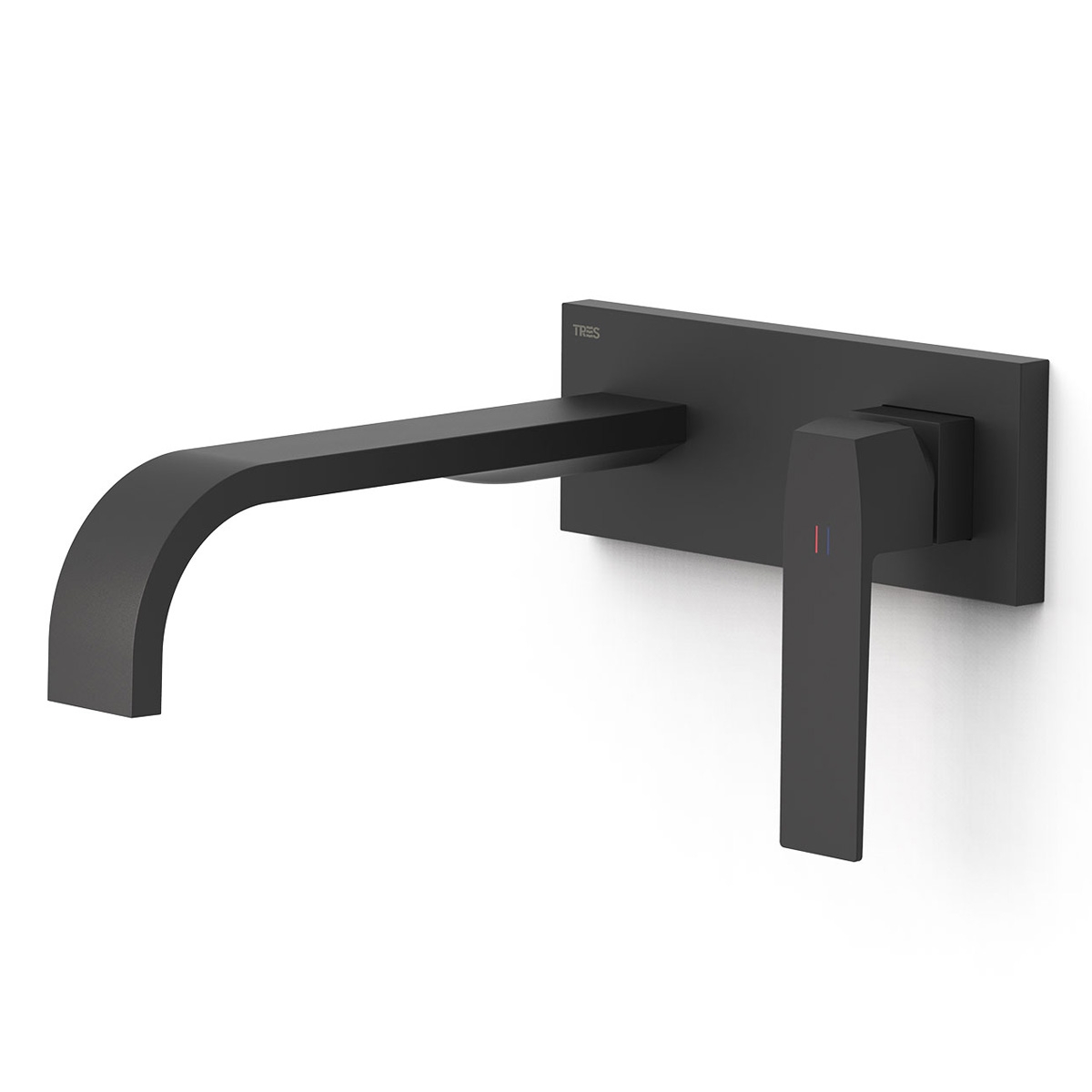 1 peça torneira embutida bico longo curvo Slim Exclusive preto fosco