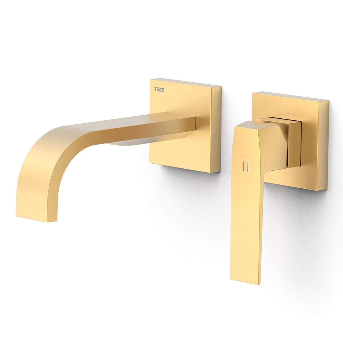 Slim Exclusive bico curvo dourado mate torneira embutida