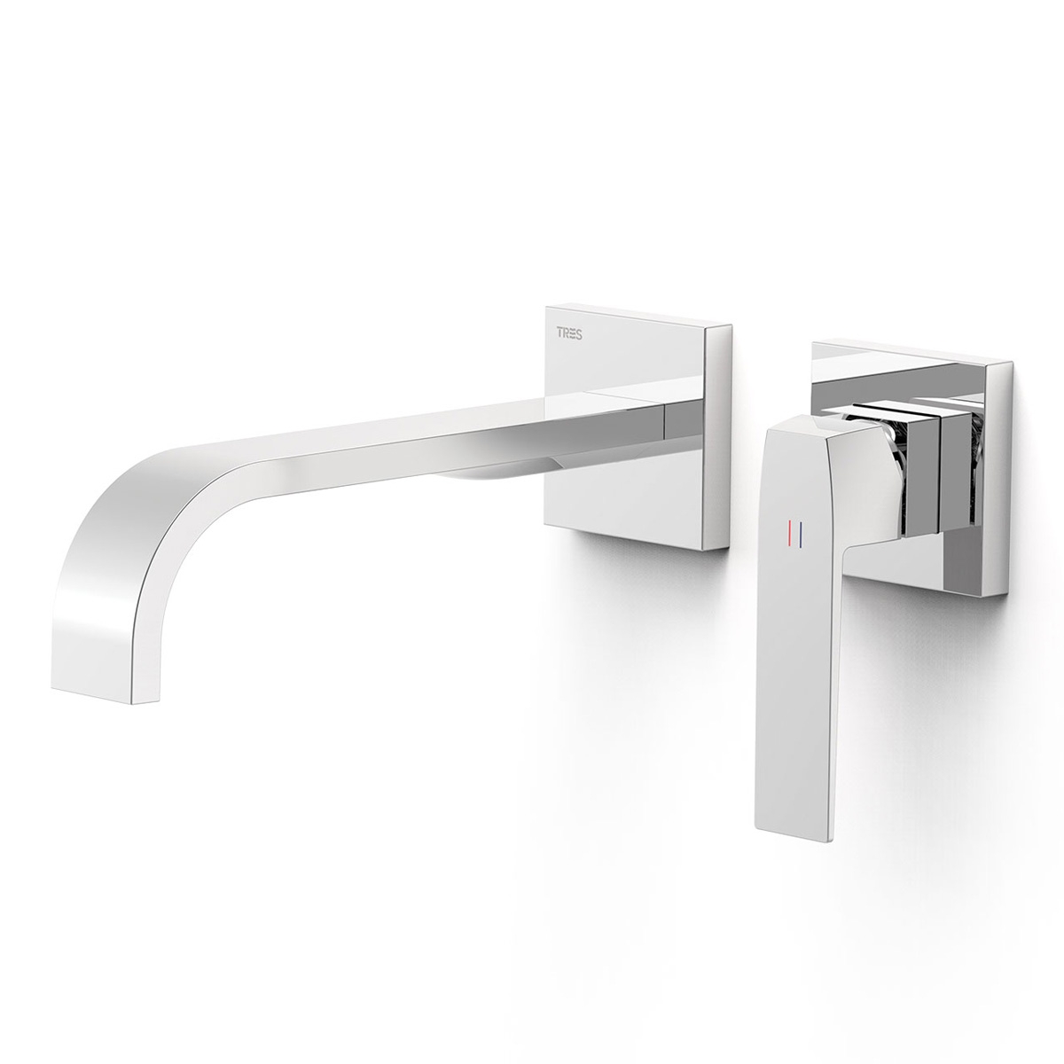 Torneira embutida com bico curvo longo cromado Slim Exclusive