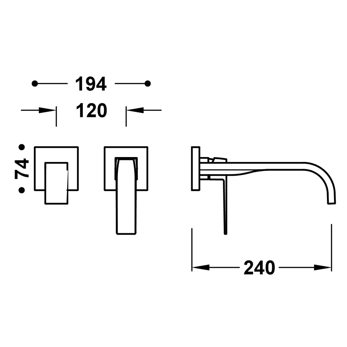 Robinet encastrable Slim Exclusive avec long bec incurvé