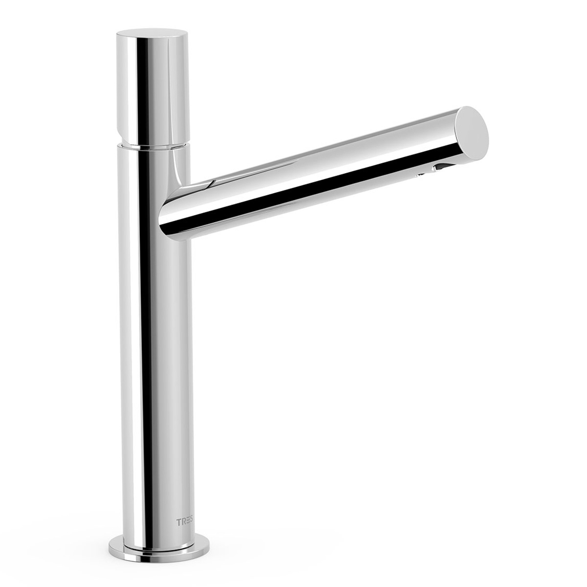 High long spout slanted rounded chrome faucet