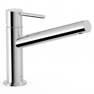 Long spout slanted rounded faucet with chrome handle