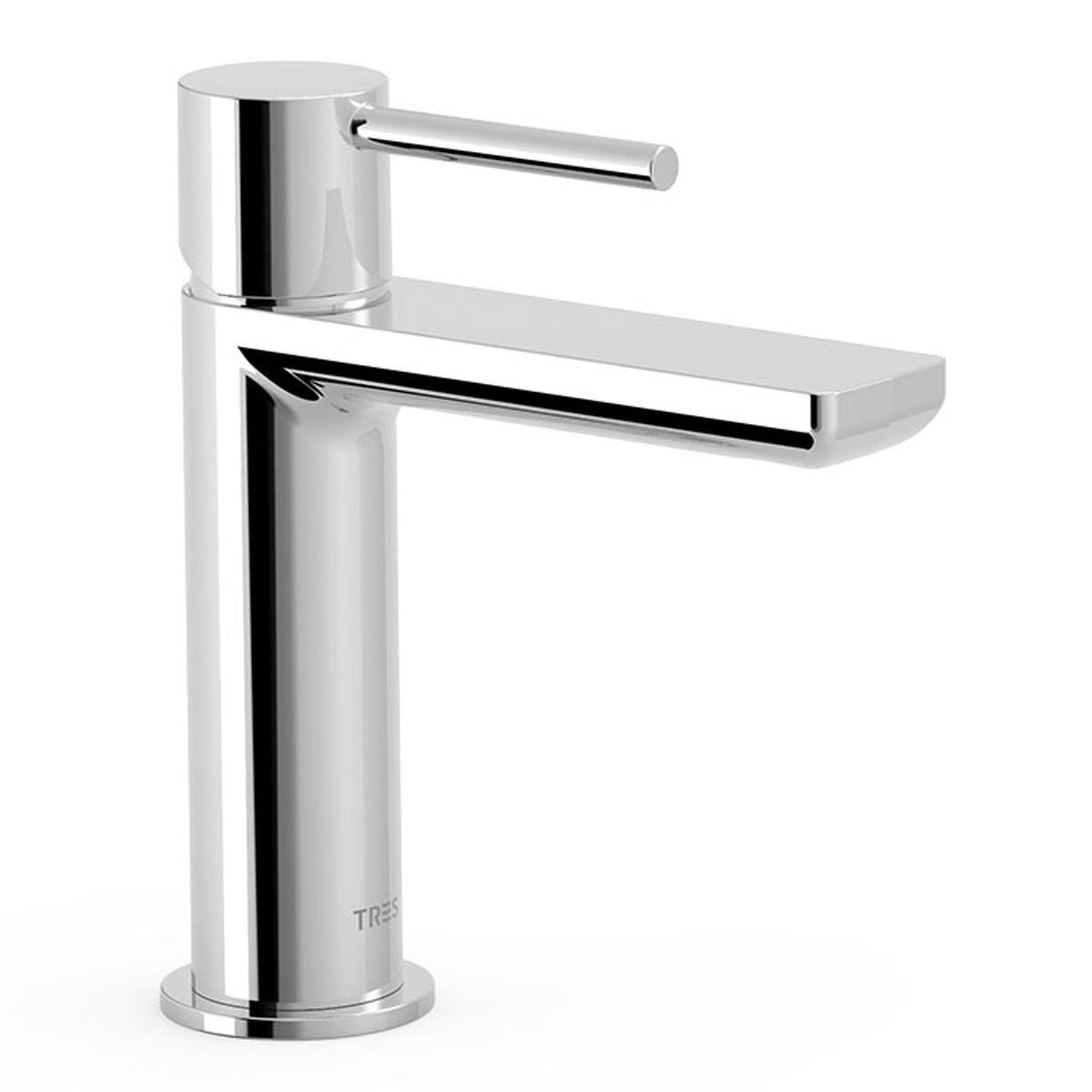 Flacher Wasserhahn mit Chromgriff