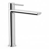 Hoher Wasserhahn mit flachem Ausguss und Max-Chromgriff