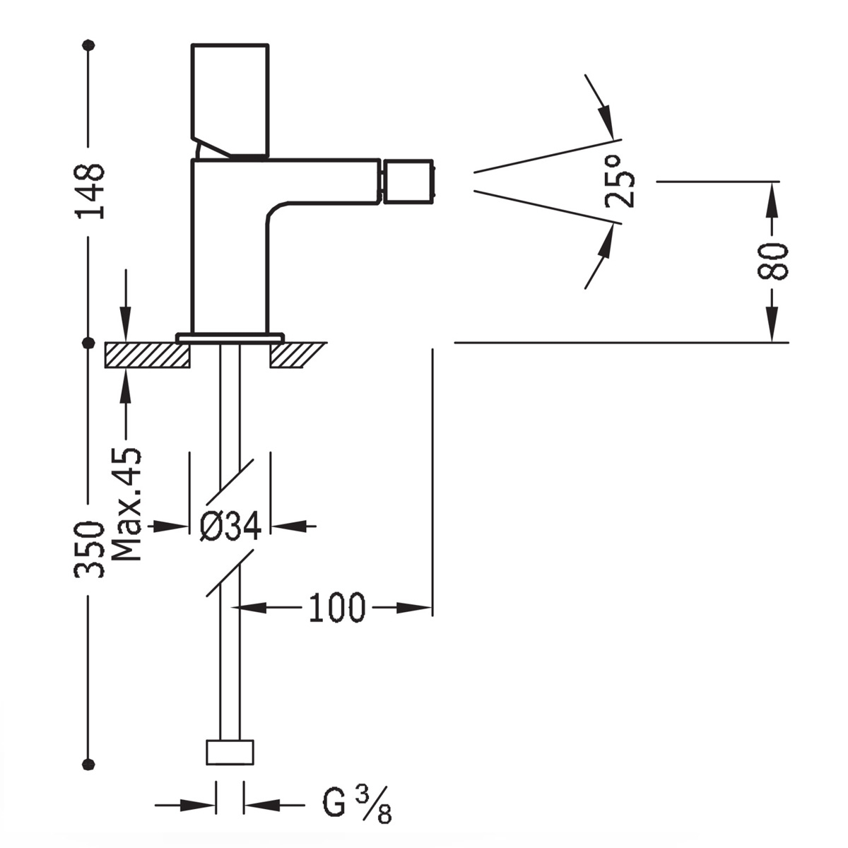 Robinet à bec plat pour bidet Max