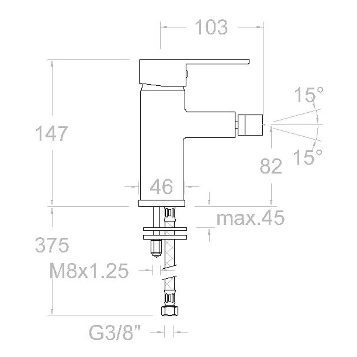 Drako single-lever bidet tap