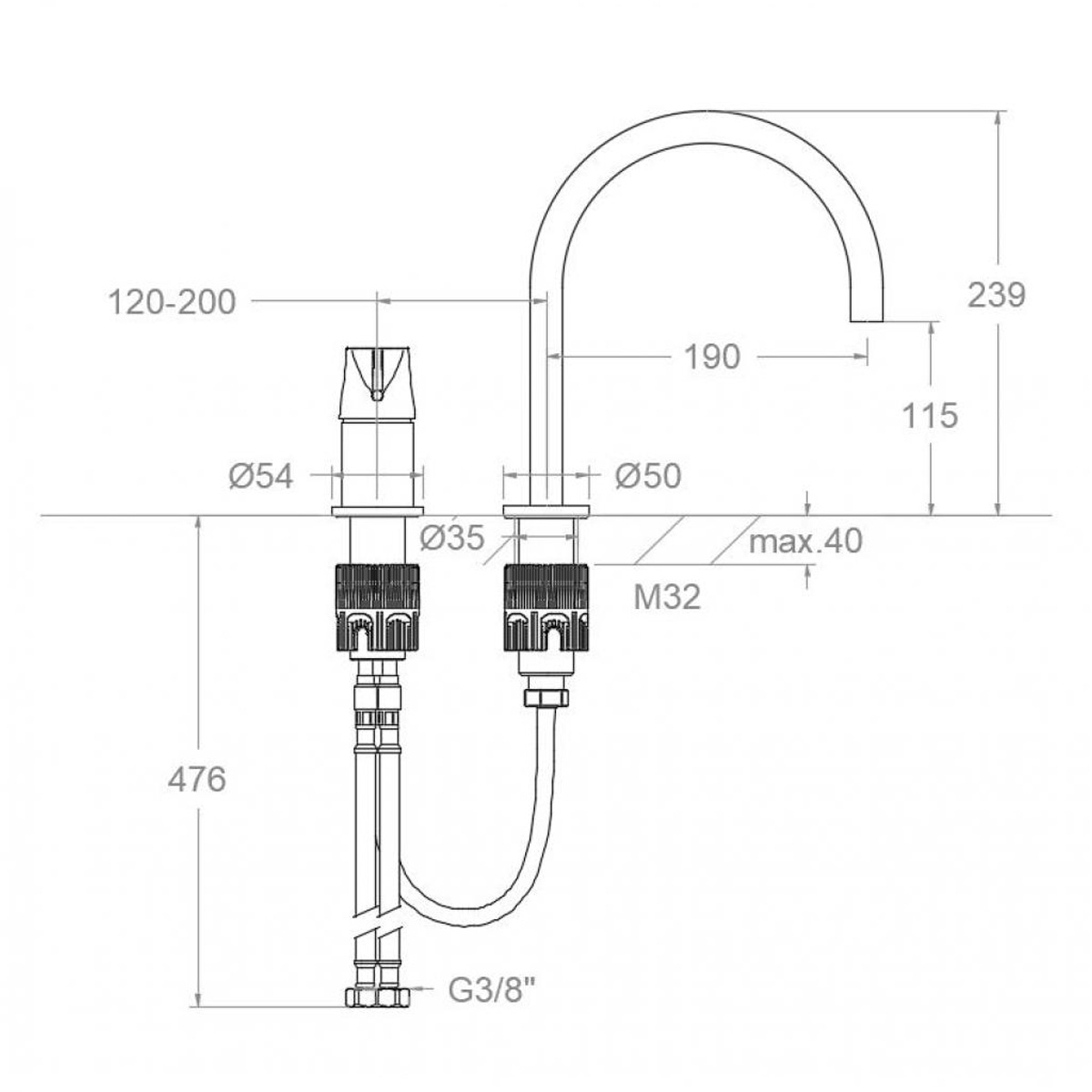Adagio single-lever shelf faucet