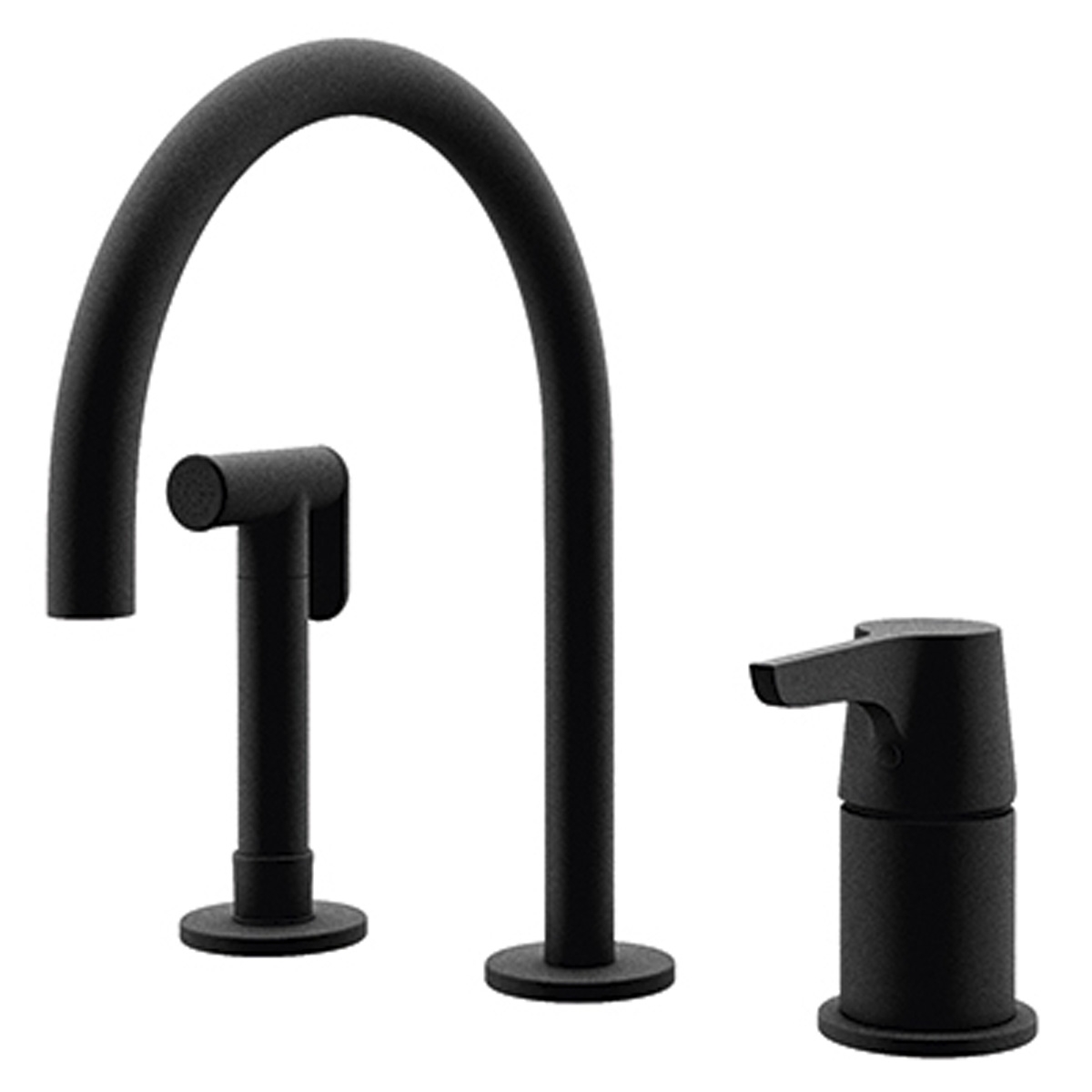 Grifo de repisa con duchita para cocina Adagio negro mate