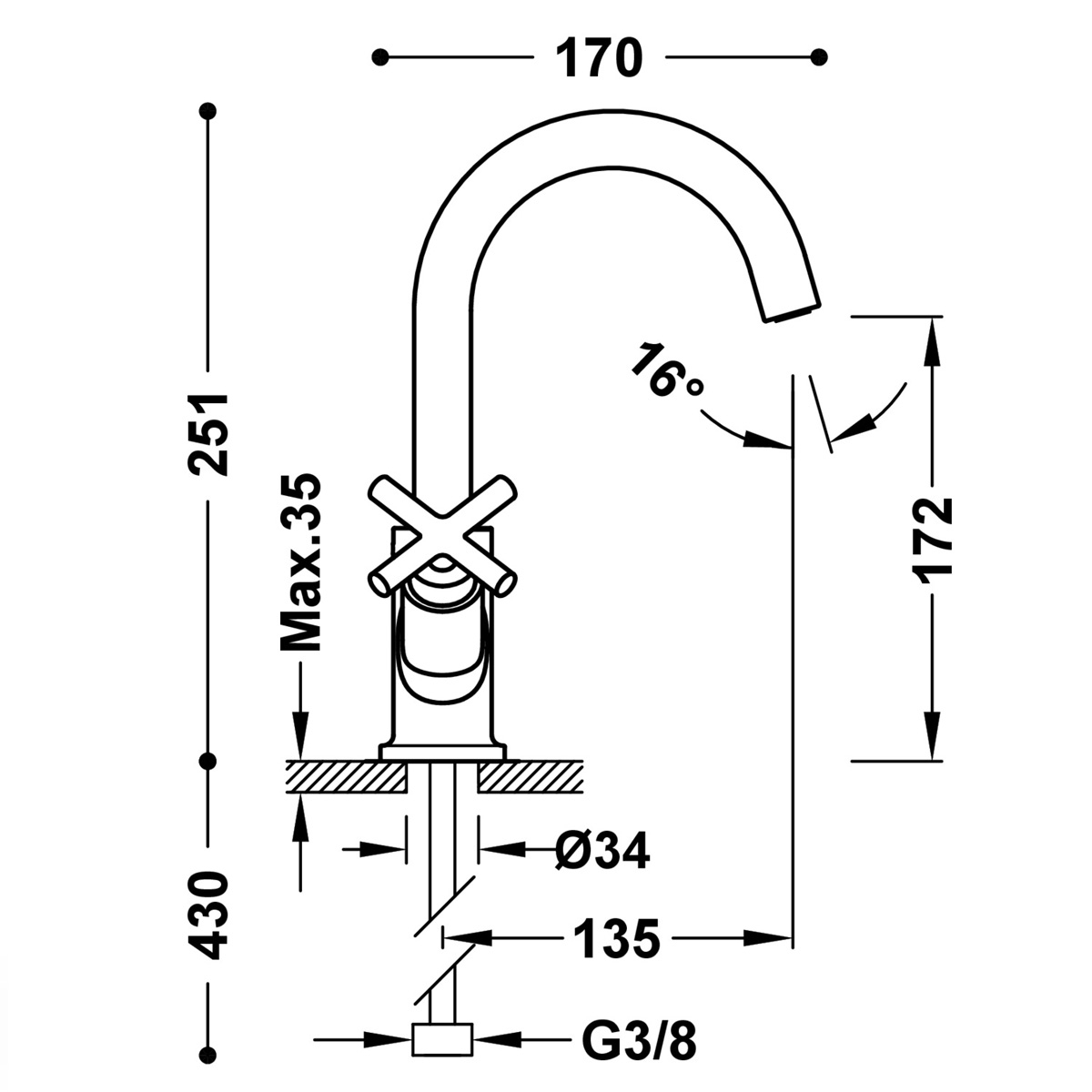 Montblanc-Serie Zwei-Hebel-Beckenhahn