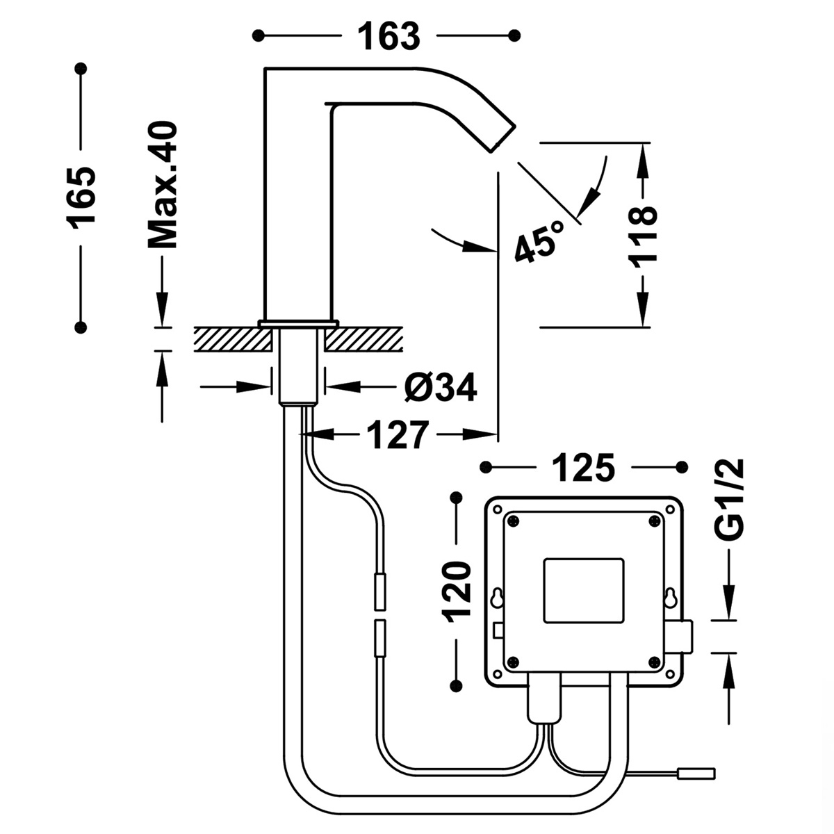 Robinet électronique 1 conception incurvée d’eau pour évier électronique
