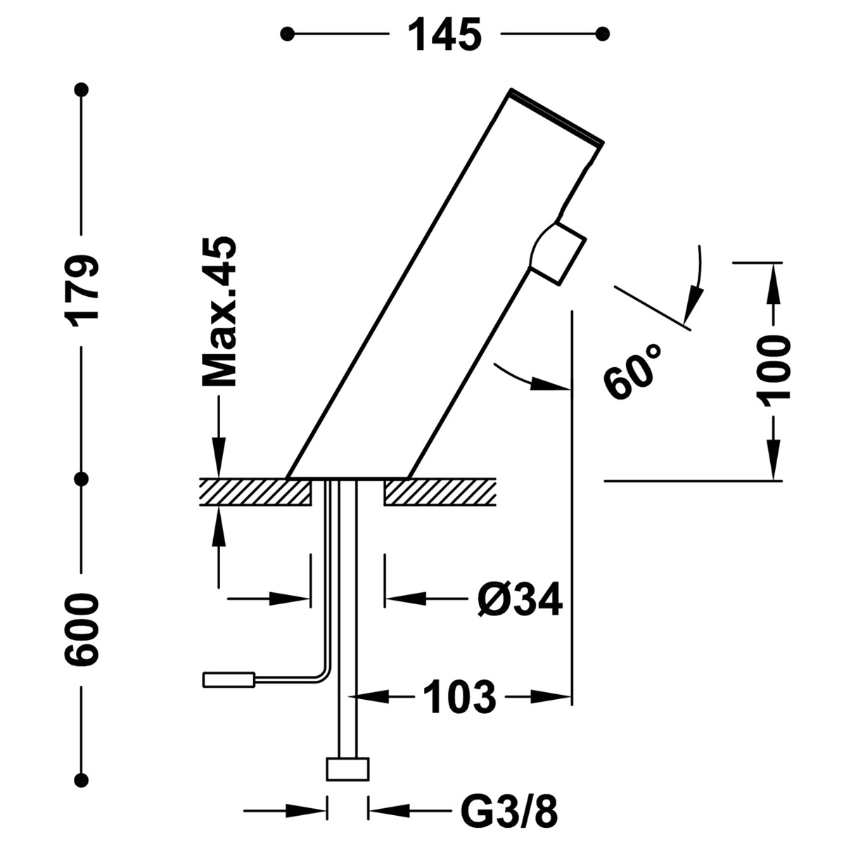 Grifo electrónico inclinado de un agua de la Serie Electronic