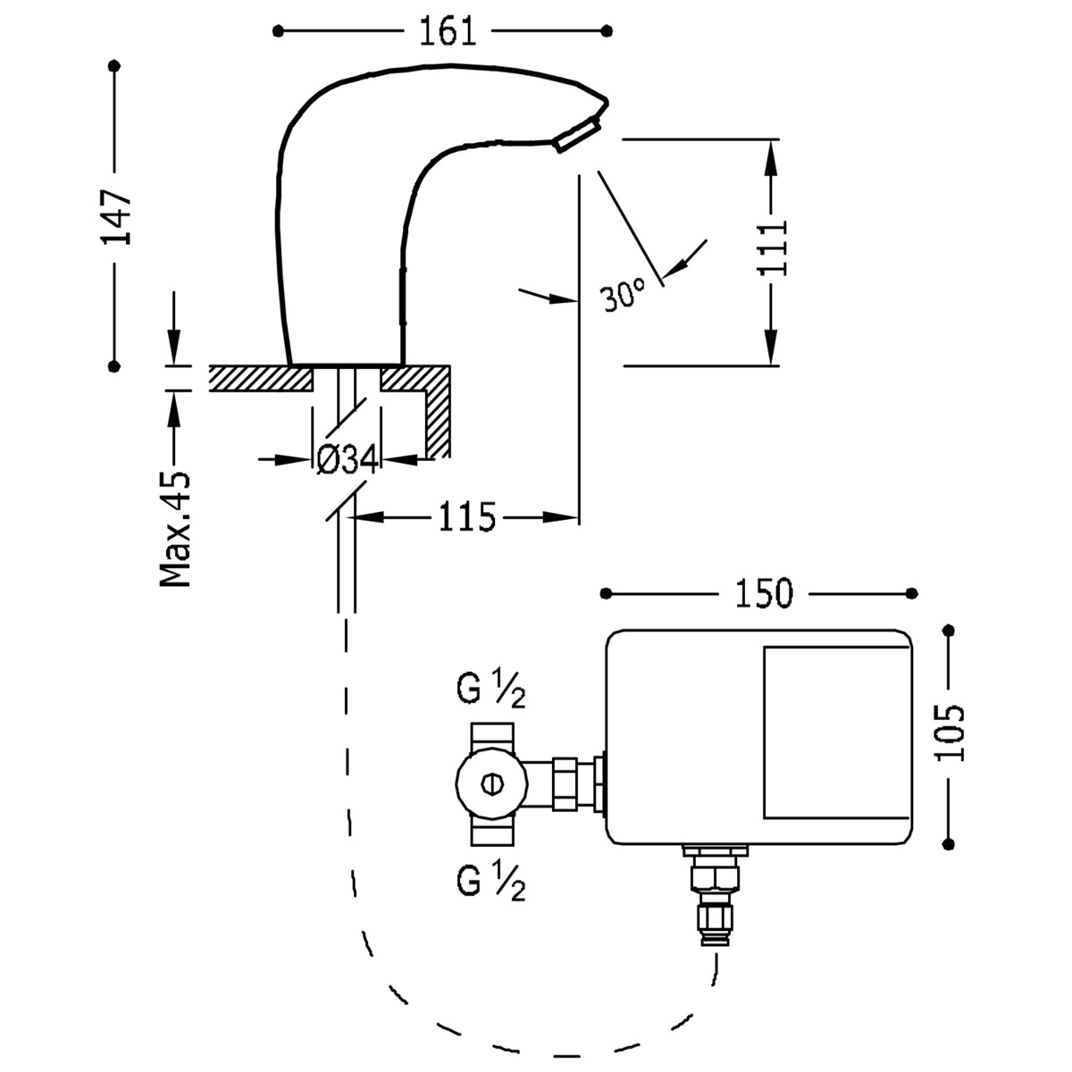 Elektronischer Wasserhahn mit Vormischsystem für Electronic_ Waschbecken