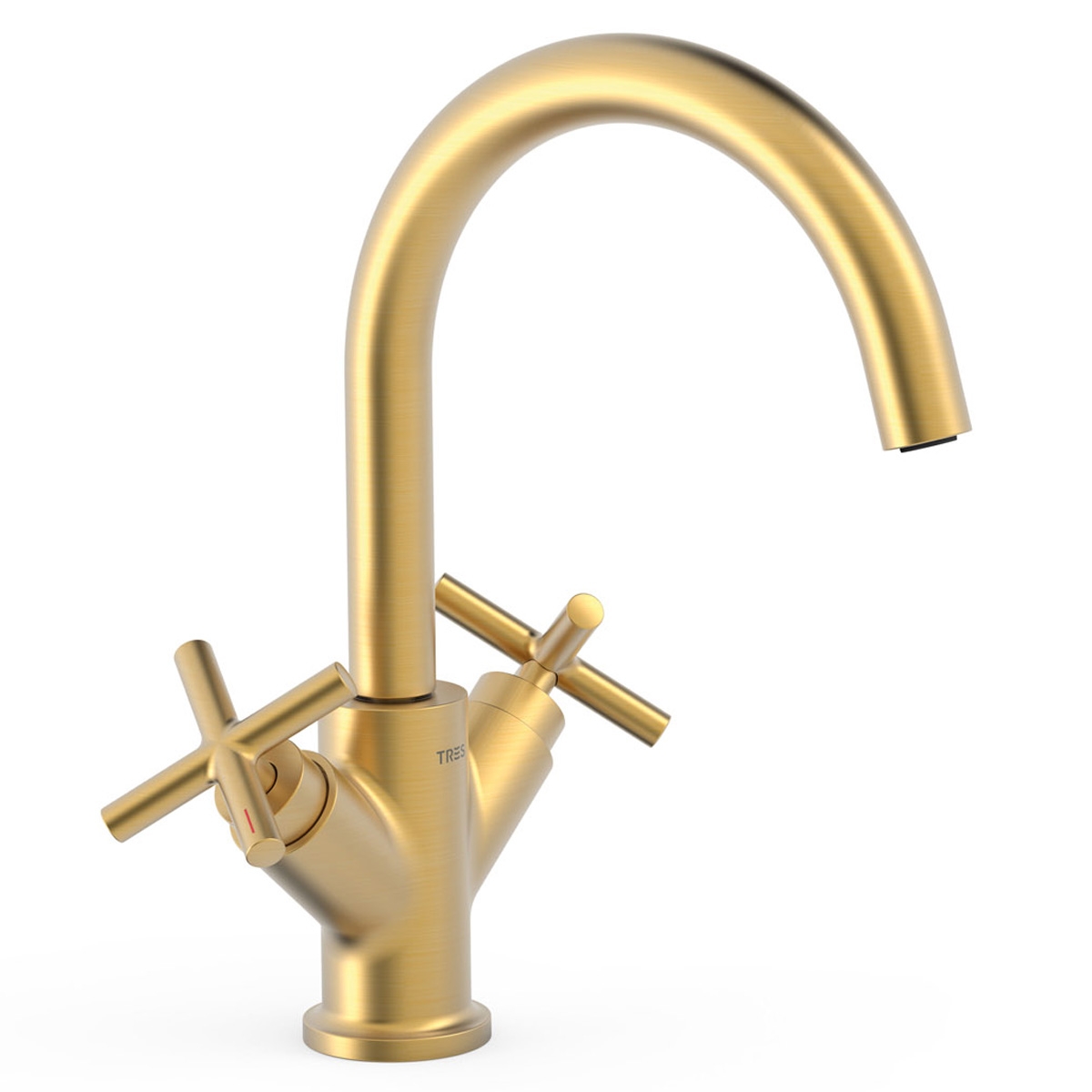 Grifo Bimando Alto Para Lavabo Serie Montblanc oro mate