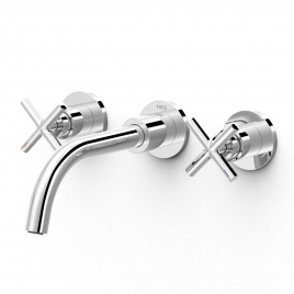 Langer, eingebauter Wasserhahn mit Doppelgriff für das Spülbecken der Montblanc-Serie