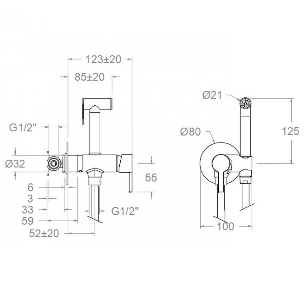 Robinet avec douche et double fermeture pour WC toilette magnétique