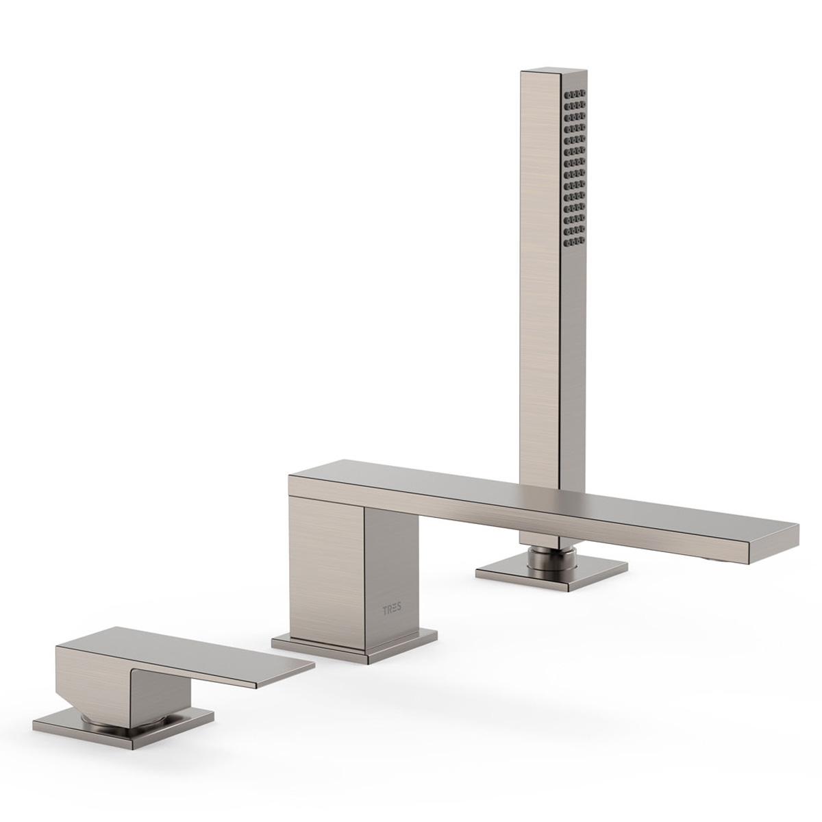 Single-lever faucet with flat handle for bathtub edge Cuadro Exclusive steel