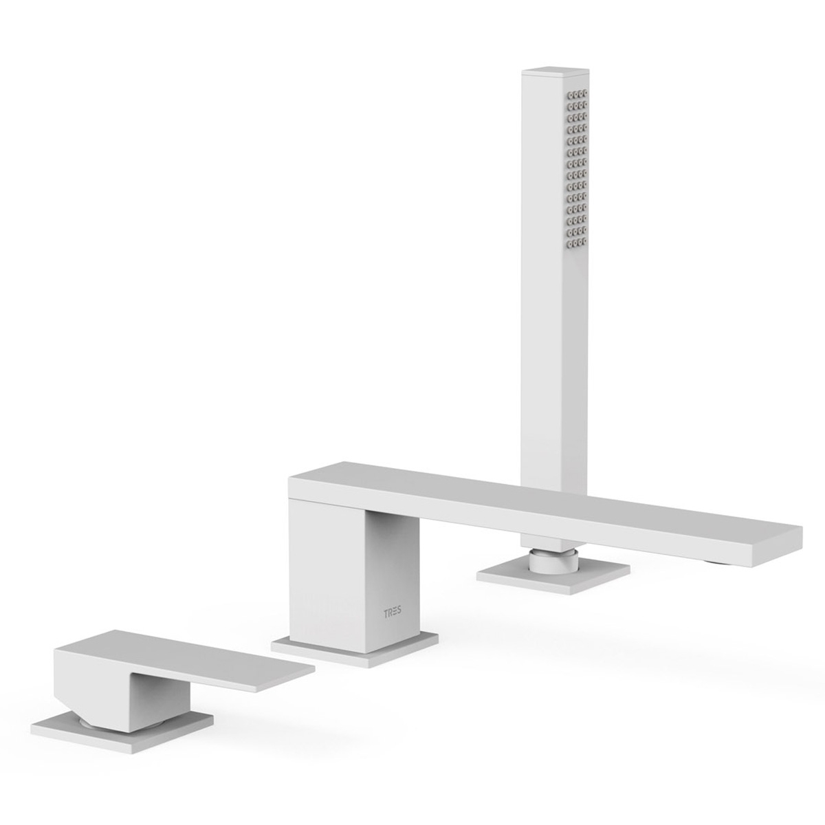 Single-lever faucet with flat handle for bathtub edge Cuadro Exclusive matte white