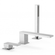 Robinet monocommande avec poignée plate pour bord de baignoire Cuadro Exclusive chrome